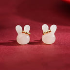 Boucles d'oreilles Calypsa Bunny en jade Hetian naturel