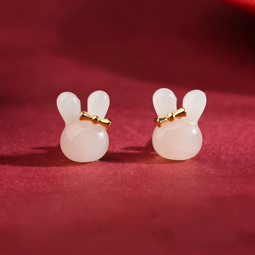 Boucles d'oreilles Calypsa Bunny en jade Hetian naturel