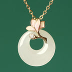 Elegant Magnolia Hetian Jade Peace Donut Necklace - Peace & Bliss