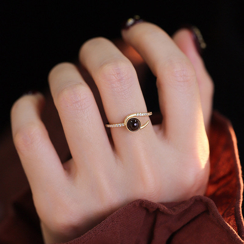 Bague Tigre Œil Rayonnant pour Richesse et Protection — Bague Épingle de Revers Vintage pour Femme