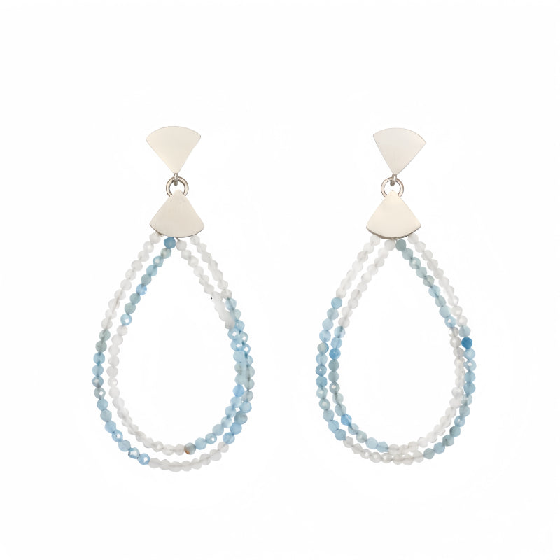 Natural Aquamarine & Moonstone Necklace Earrings Jewelry Set - Pursuit of freedom