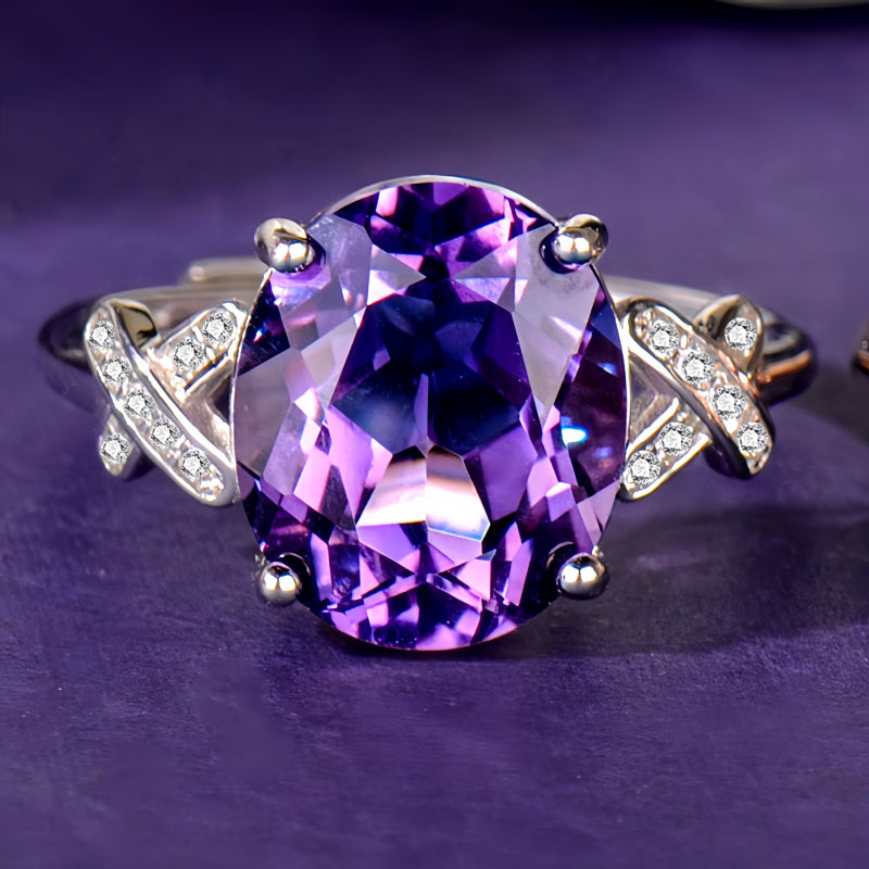 Bague énergétique en améthyste naturelle - Protection tranquille, sagesse douce