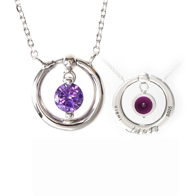 60th Birthday Necklace - Six Rings for Six Decades Sterling Silver Birthstone Gift
