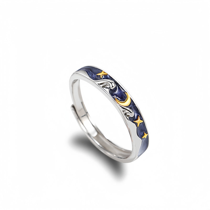 Starry Sky Sun Moon Couple Ring