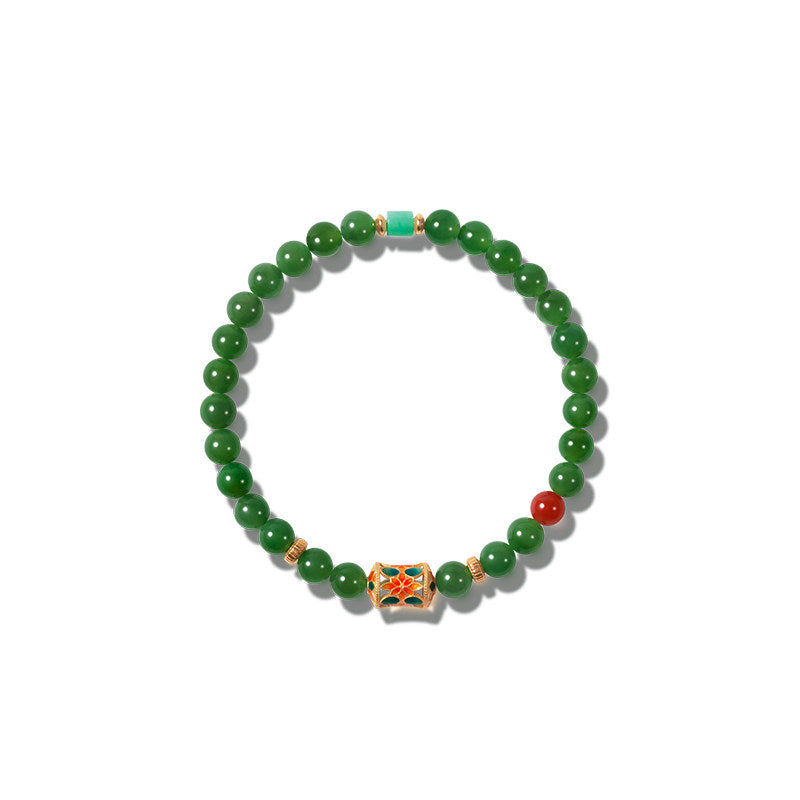 Bracelet en jade Hetian naturel Lotus Éclat Pur