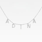 Custom Full Diamond Letter Pendant Necklace | 925 Sterling Silver Layered Name Necklace