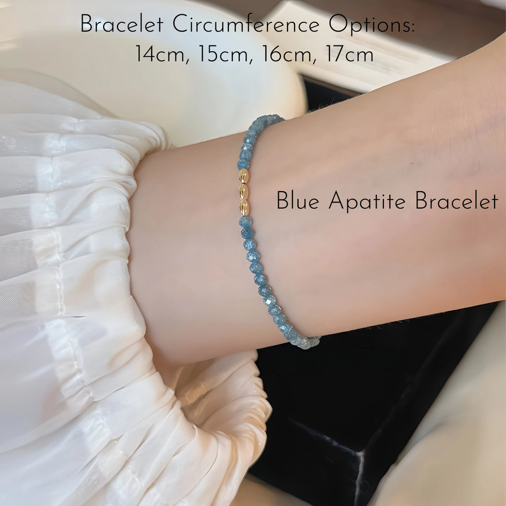 Natural Blue Apatite & Pearl Bracelet - Clear Mind & Gentle Self‑Expression