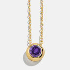 Dainty Birthstone Necklace | 925 Sterling Silver Colorful Crystal Pendant | Minimalist Clavicle Chain