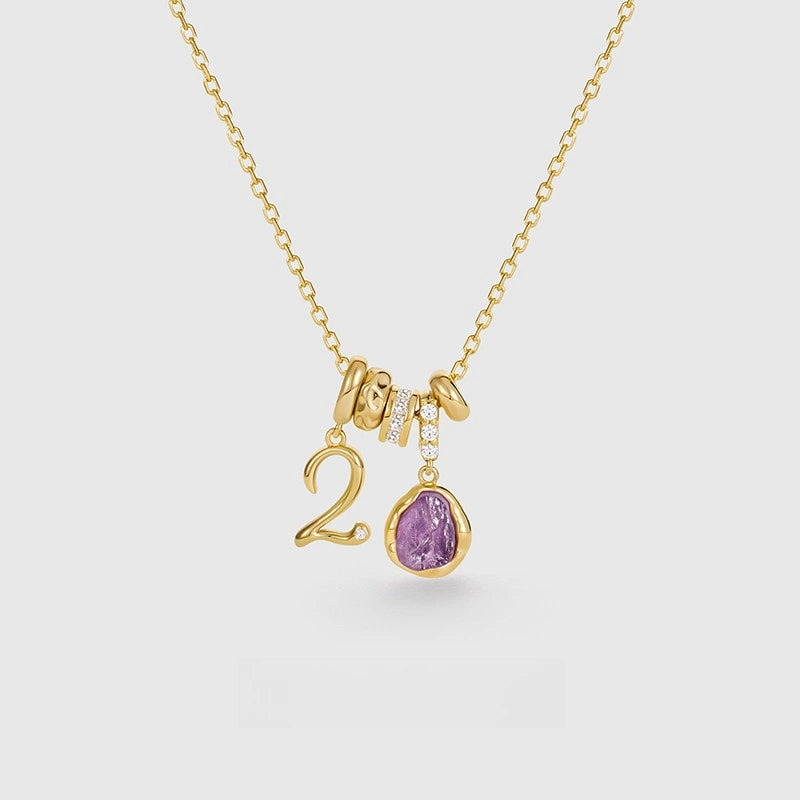 irthstone Necklace for Women | Dainty Gemstone Pendant | 925 Sterling Silver Birthday Gift