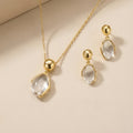Natural Clear Quartz Gold Necklace & Earrings - Balance Your Energy
