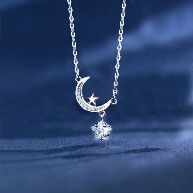 Moon & Star Necklace - Stars guide your way, the moon guards your nights