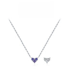 Heart Birthstone Necklace for Women | 925 Sterling Silver Three Stone Pendant | Dainty Birthday Gift
