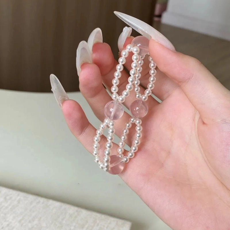 Natural Pink Crystal Pearl Beads Bracelet – Attract Good Relationships, Romance & Gentle Aura
