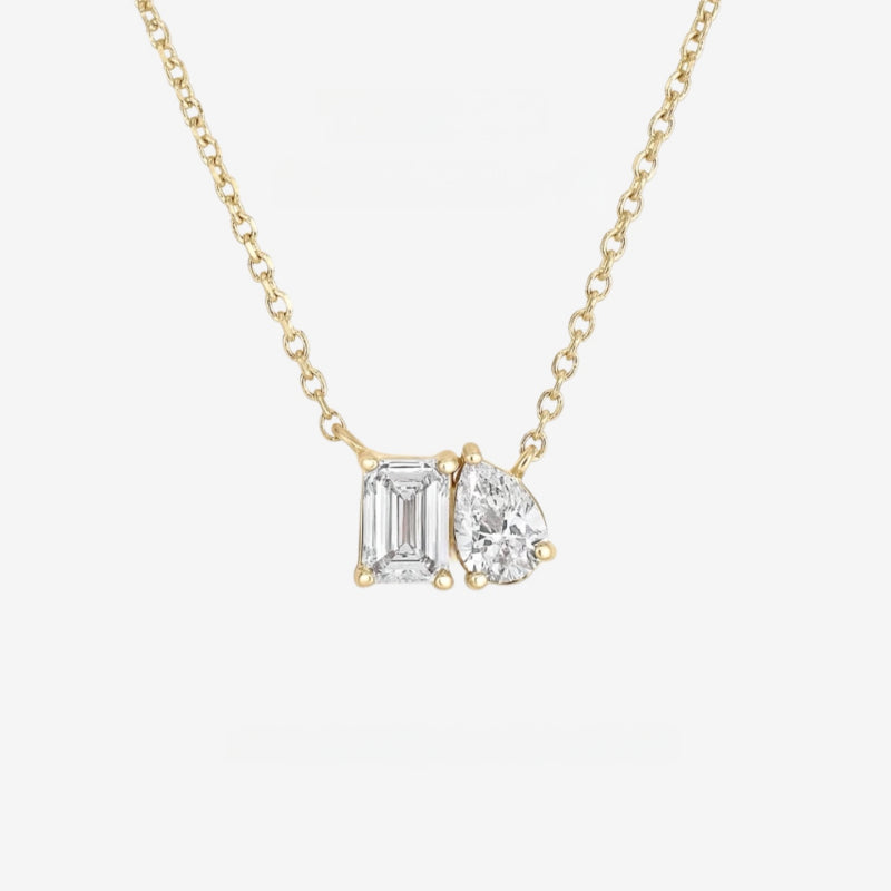 Necklace | You and Me Two Stone Pendant | Sterling Silver Romantic Jewelry