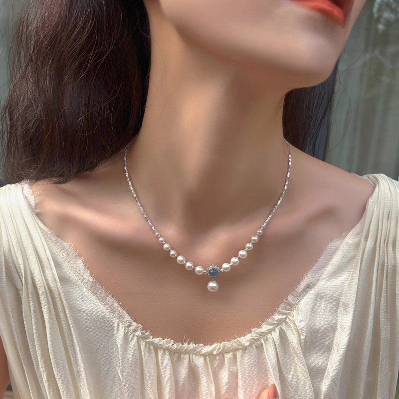 Ocean Pearl Natural Aquamarine Necklace - Purity & Truth