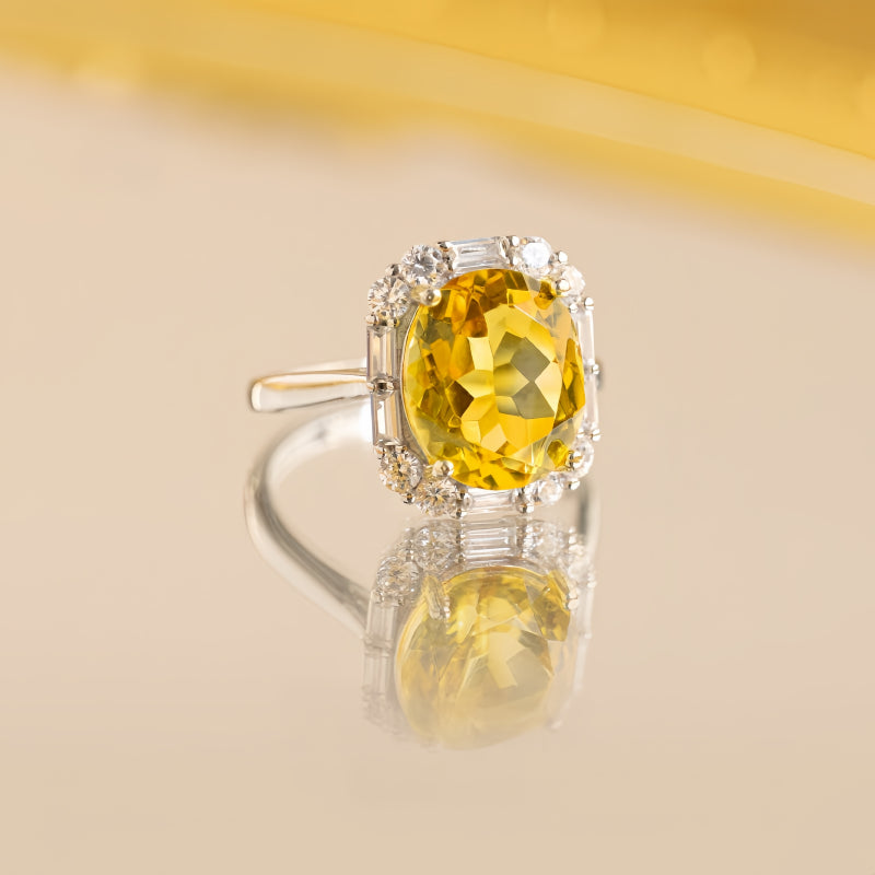 Big Natural Crystal Citrine Ring - Inner Prosperity, Wealth and Good Fortune
