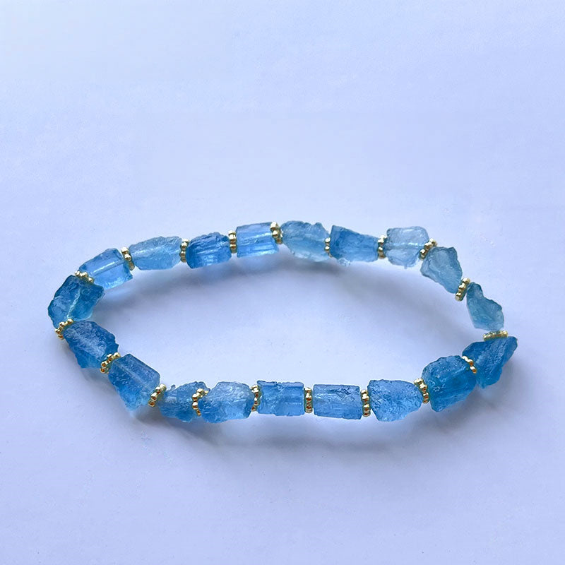 Bracelet en Aigue-marine naturelle brute Sérénité