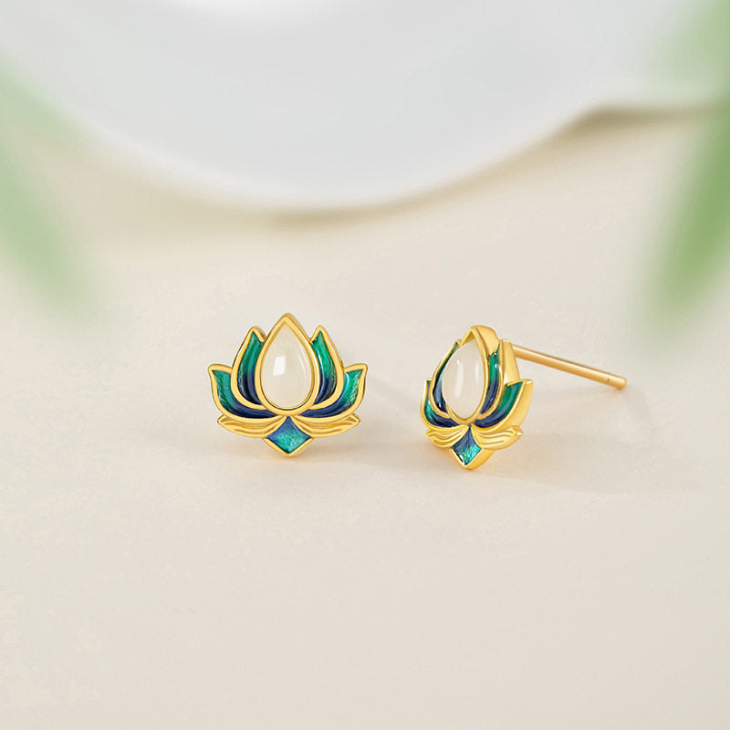 Boucles d'oreilles clous Lotus d'été – Le gardien estival de Maman