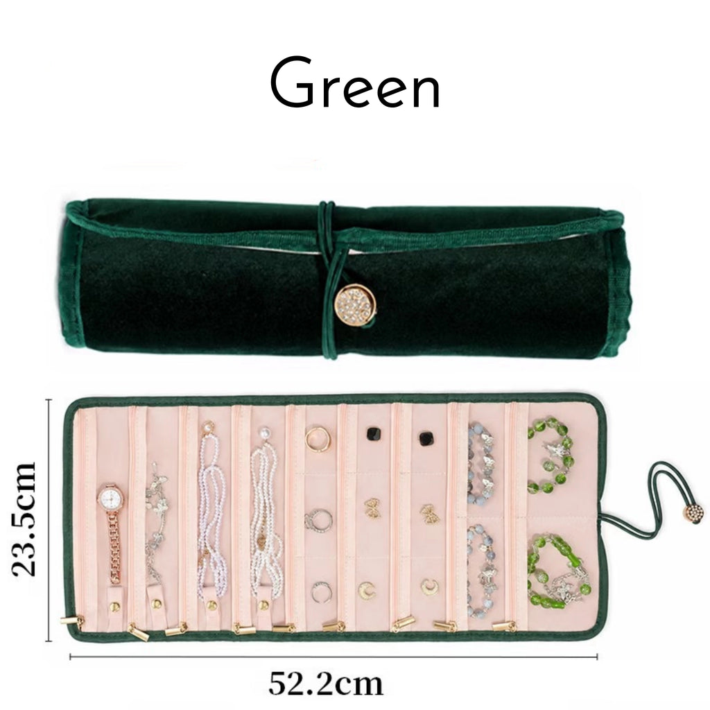 Portable Velvet Roll Jewelry Organizer
