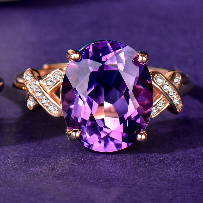 Bague énergétique en améthyste naturelle - Protection tranquille, sagesse douce
