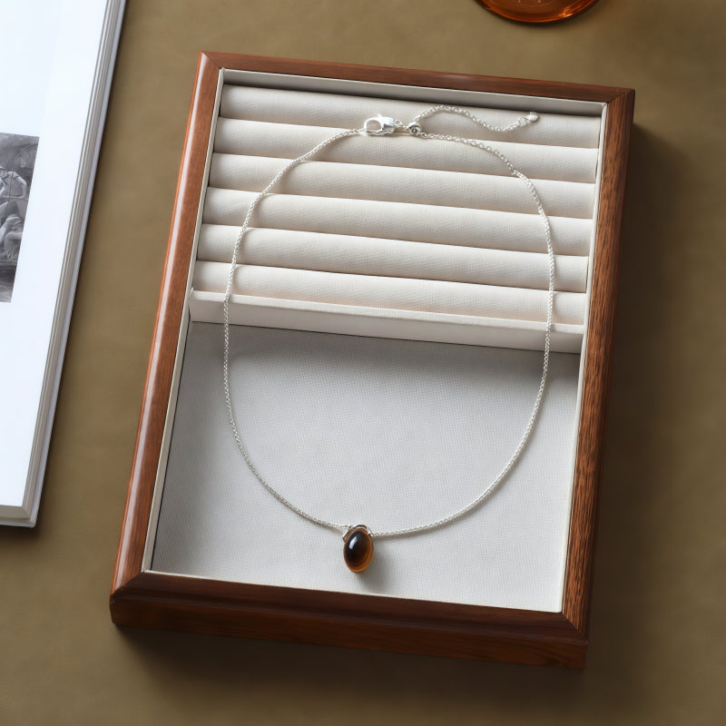 Earth‑Tone Tiger Eye Necklace&Earrings Jewelry Set - Dispels Negative Energy