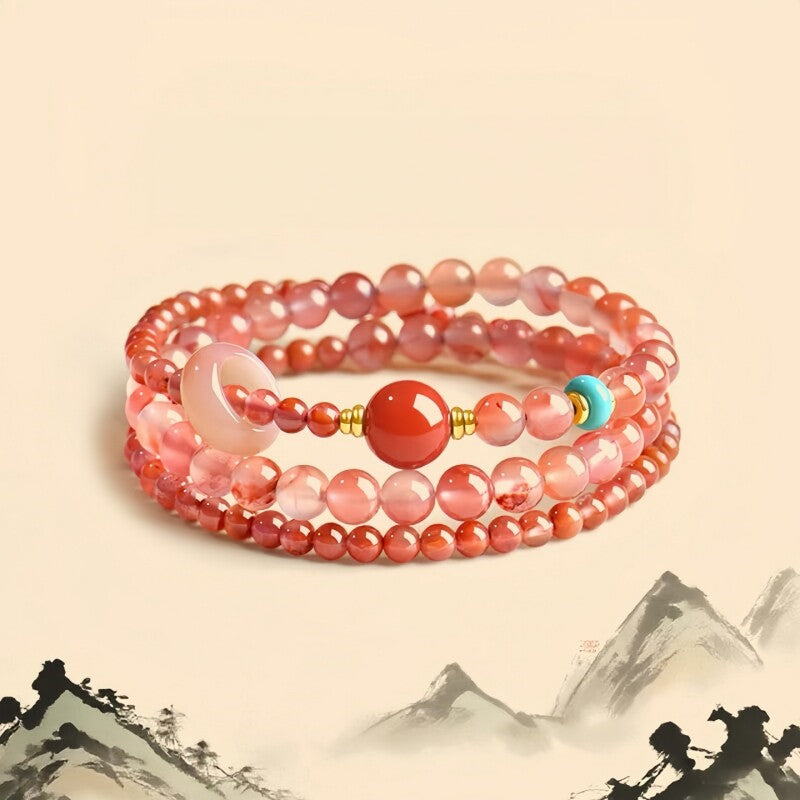 Bracelet de cinabre naturel Renouveau Lotus Rouge