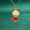 Nephrite Koi Fish Necklace - Symbol of Prosperity and Good Fortune