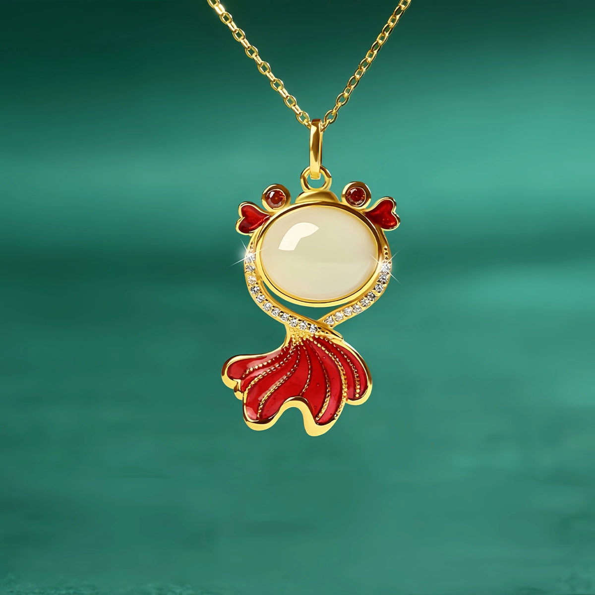 Nephrite Koi Fish Necklace - Symbol of Prosperity and Good Fortune