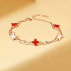 Bracelet Double Couche Trèfle à Quatre Feuilles — Cadeau Luxe & Délicat pour Meilleure Amie – Anniversaire & Remise de Diplôme