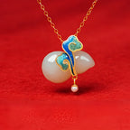 Hetian Jade Gourd & Cloud Necklace - Symbolizing Good Fortune And Peace