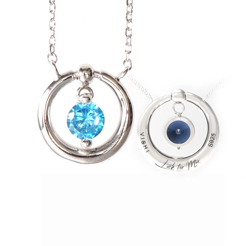 60th Birthday Necklace - Six Rings for Six Decades Sterling Silver Birthstone Gift