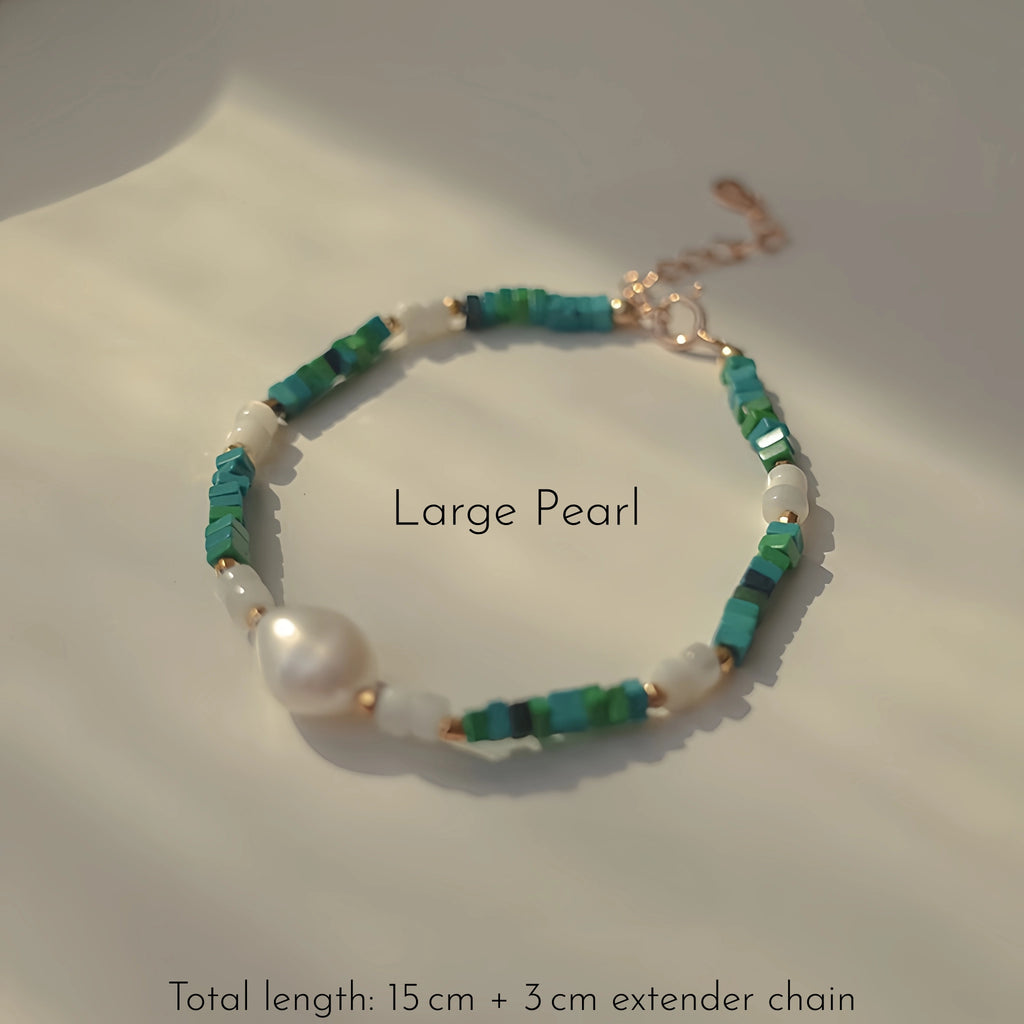Turquoise, Pearl & Shell Stackable Bracelet - Embrace Natural Serenity