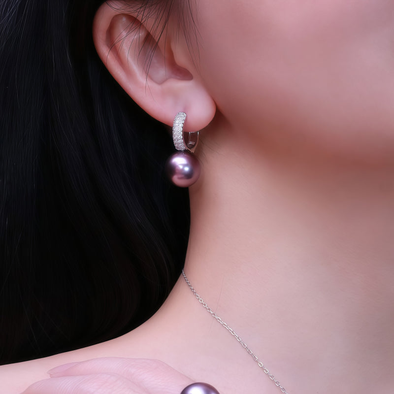 Purple Freshwater Pearl Jewelry Set - Nobility & Gentleness
