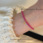 Natural Red Tourmaline & Pearl Stackable Bracelet - Unleash Passion & Soft Elegance