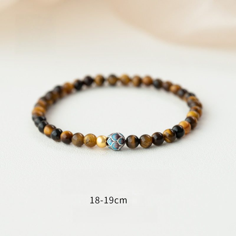 Bracelet Lotus œil de tigre naturel — Paix et bonheur, Chance continue