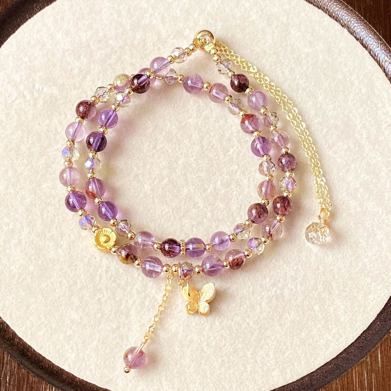 Citrine & Amethyst Double-Layer Bracelet - Attract Wealth, Boost Luck, Layer for Career Success