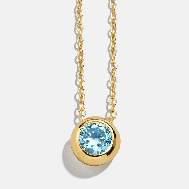 Dainty Birthstone Necklace | 925 Sterling Silver Colorful Crystal Pendant | Minimalist Clavicle Chain