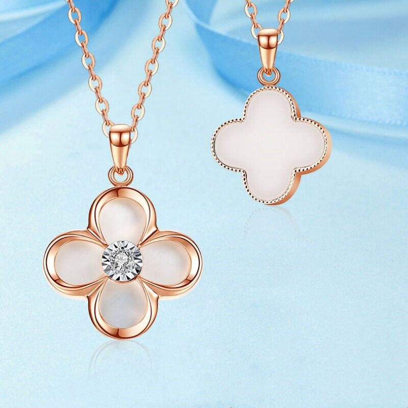Onyx Lucky Clover Necklace — Two-Way Wear • Reversible Design
