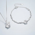 Plum‑Blossom Chalcedony Sterling Silver 3‑Piece