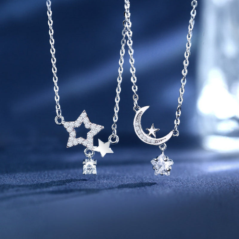 Moon & Star Necklace - Stars guide your way, the moon guards your nights