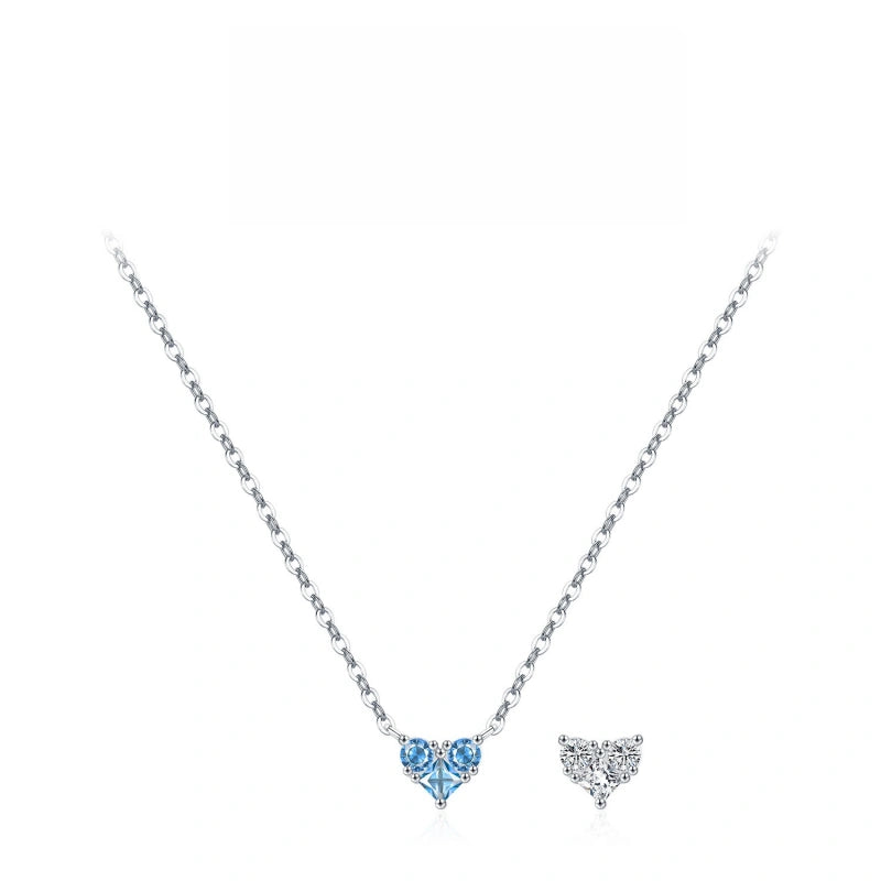 Heart Birthstone Necklace for Women | 925 Sterling Silver Three Stone Pendant | Dainty Birthday Gift