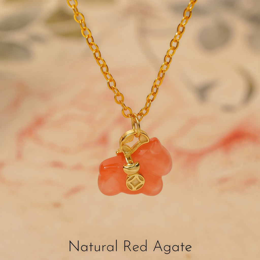 Natural Hetian Jade Pony Pendant Necklace - Success & Peace