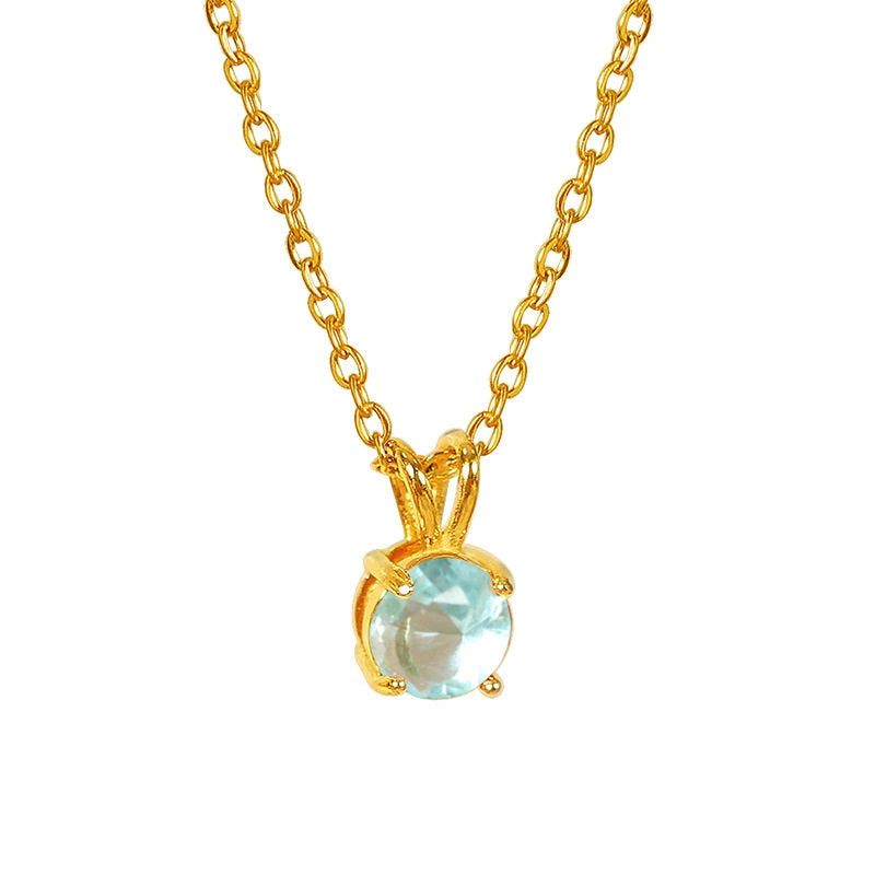 Colorful Birthstone Pendant Necklace | Dainty CZ Clavicle Chain | Perfect Birthday Gift for Women