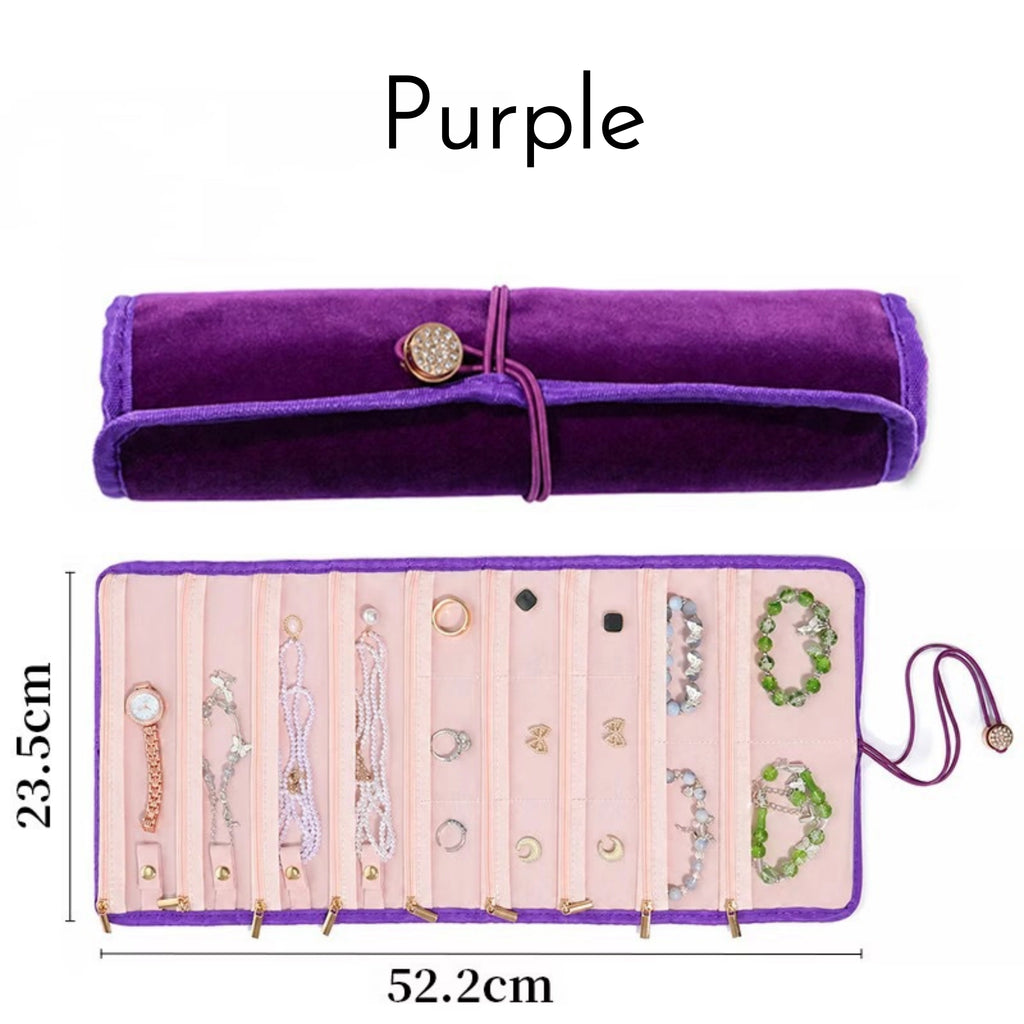 Portable Velvet Roll Jewelry Organizer