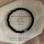 Smooth Round Bead Aquamarine Obsidian Bracelet - Serenity & Protection