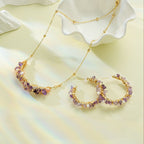 Natural Amethyst & Pearl Necklace/Earrings Jewelry Set - Gentle Emotional Healing
