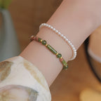 Unakite & Pearl Stackable Bracelet - Gentle Restorative Vibes
