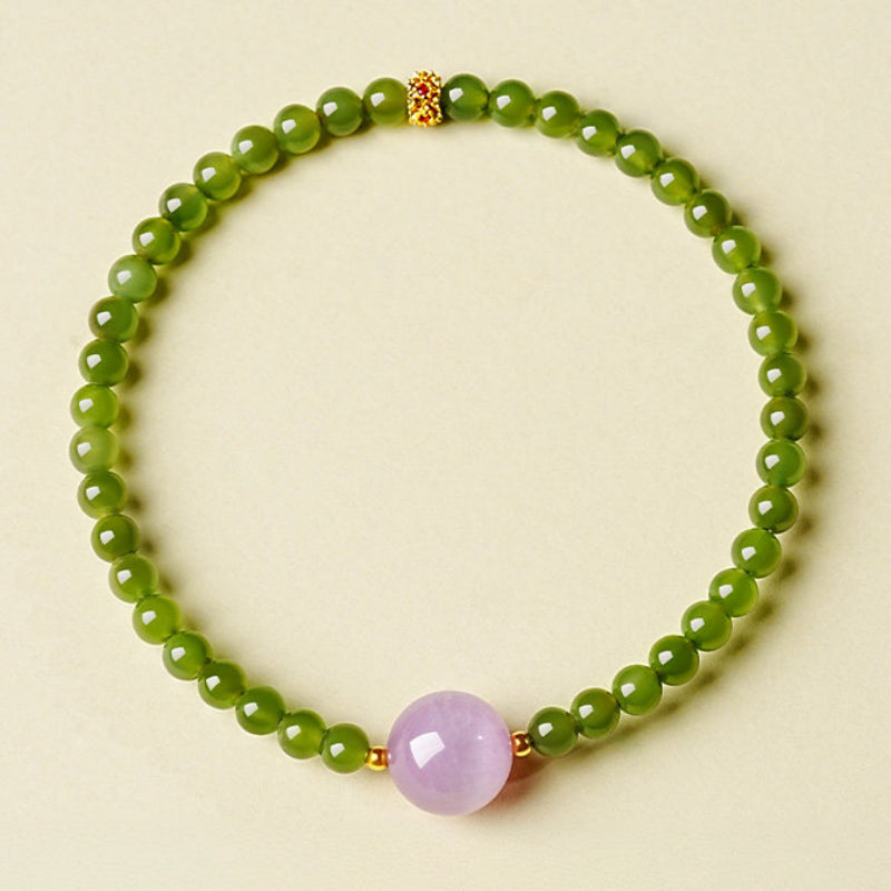Spring Bloom Hetian Jade Bracelet - Calm, Balance and Positive Vibes