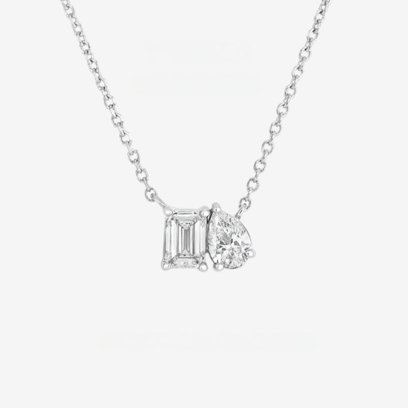 Necklace | You and Me Two Stone Pendant | Sterling Silver Romantic Jewelry
