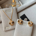 Vintage Star‑Cross Tiger's Eye Pearl Gold‑Plated Jewelry Set - Strength & Protection